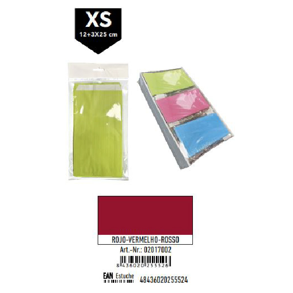 02017002.jpg Pack 12 Sobres Kraft Rojo Tamaño "XS" 12+3x25 cm