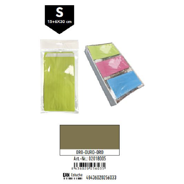 02018005.jpg Pack 12 Sobres Kraft Oro Tamaño "S" 15+6x30 cm