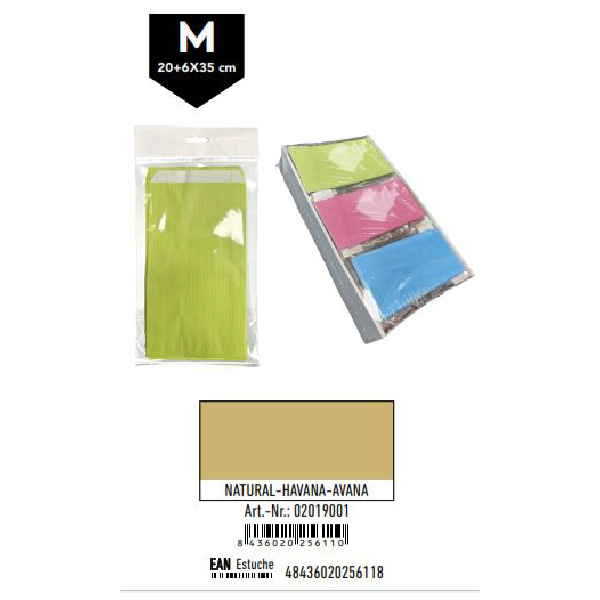 02019001.jpg Pack 12 Sobres Kraft Tamaño "M" 20+6x35 cm