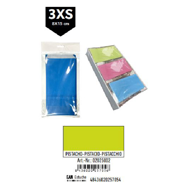 02025002.jpg Pack 12 Sobres Celulosa Pistacho Tamaño "3XS" 8x15 cm