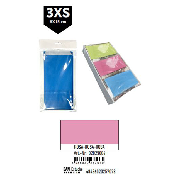 02025004.jpg Pack 12 Sobres Celulosa Rosa Tamaño "3XS" 8x15 cm