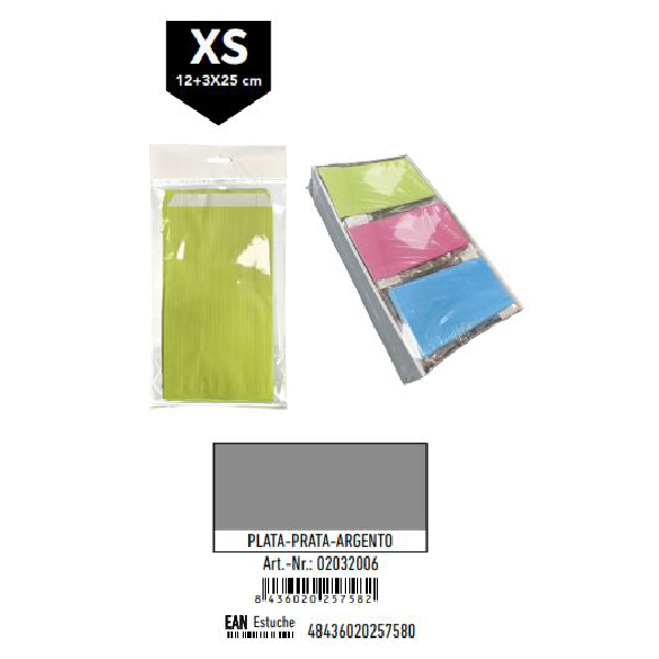 02032006.jpg Pack 12 Sobres Kraft Plata Tamaño "XS" 12+3x25 cm