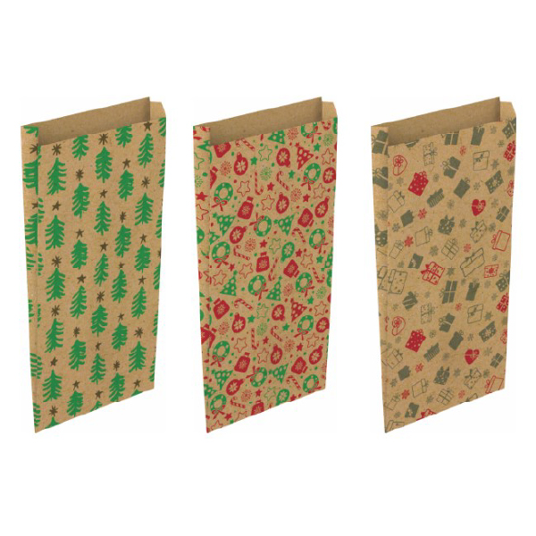 02033027.jpg Pack 12 Sobres Decorados Navidad Tamaño "S" 15+6x30 cm
