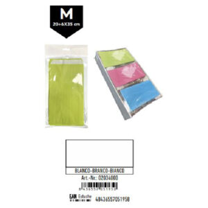 02034000.jpg Pack 12 Sobres Celulosa Blanco Tamaño "M" 20+6x35 cm