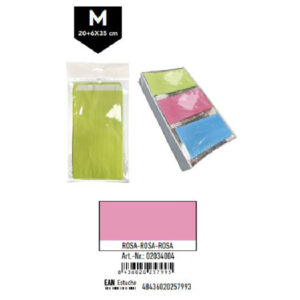 02034004.jpg Pack 12 Sobres Celulosa Rosa Tamaño "M" 20+6x35 cm