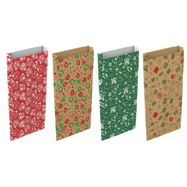 02034027.jpg Pack 12 Sobres Decorados Navidad Tamaño "M" 20+6x35 cm