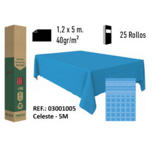 Mantel de Papel Adamasco Color Celeste