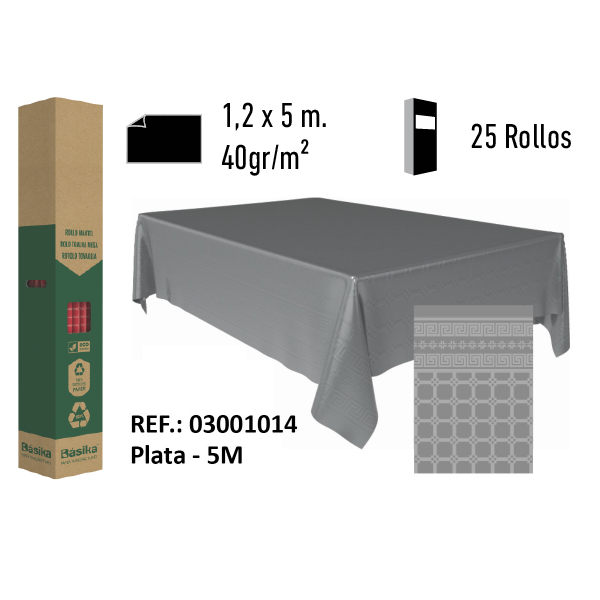 Mantel de Papel Adamasco Color Plata