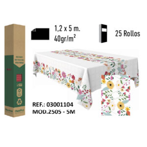 Mantel de Papel Decorado Adamasco Modelo Flores
