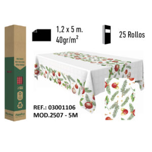 Mantel de Papel Decorado Adamasco Modelo Navidad Decoraciones