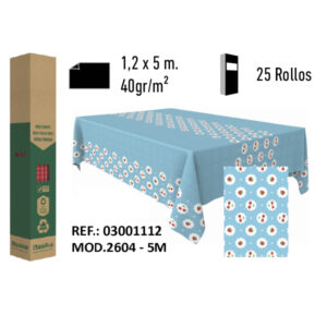 Mantel de Papel Decorado Adamasco Modelo Fresas Ciruelas Azul