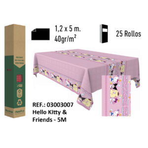 Mantel de Papel Decorado Adamasco Disney Modelo Hello Kitty & Friends