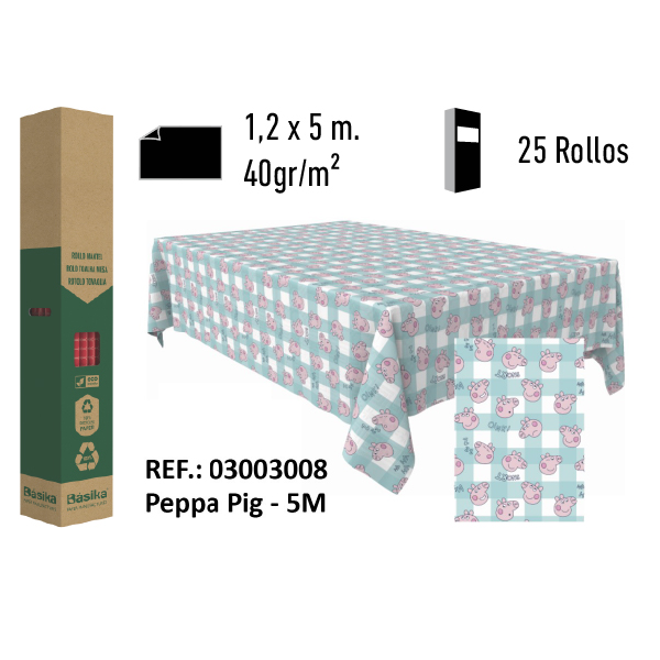 03003008.jpg Mantel de Papel Decorado Adamasco Disney Modelo Peppa Pig