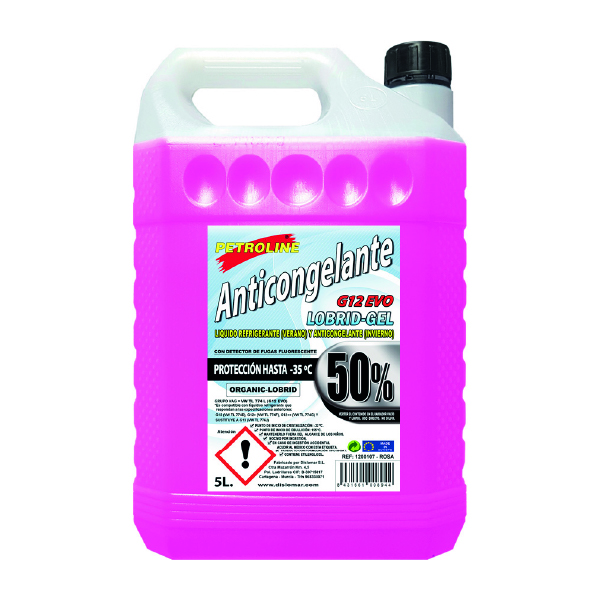 Anticongelante GEL 50% G12 EVO Rosa 100% Orgánico 5 L