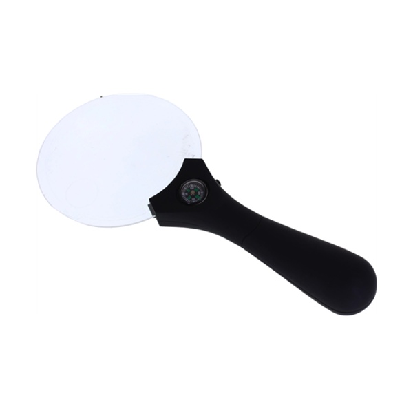 Lupa Goma Negra 3 Leds C/Brújula
