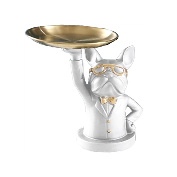 Figura Bulldog 23 CM Resina C/Bandeja