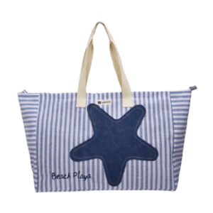 Bolso Playa 55 x 40 Neutral Beach Rayas Azul