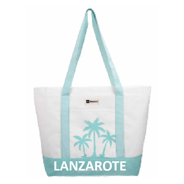 Bolso Playa Palmeras Lanzarote Celeste/Blanco