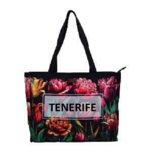 BR512-HTF.jpg Bolso 38 x 30 Flowers Tenerife Negro/Multicolor