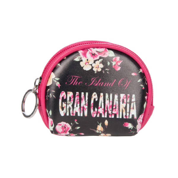 Monedero Redondo Flores Gran Canaria Negro