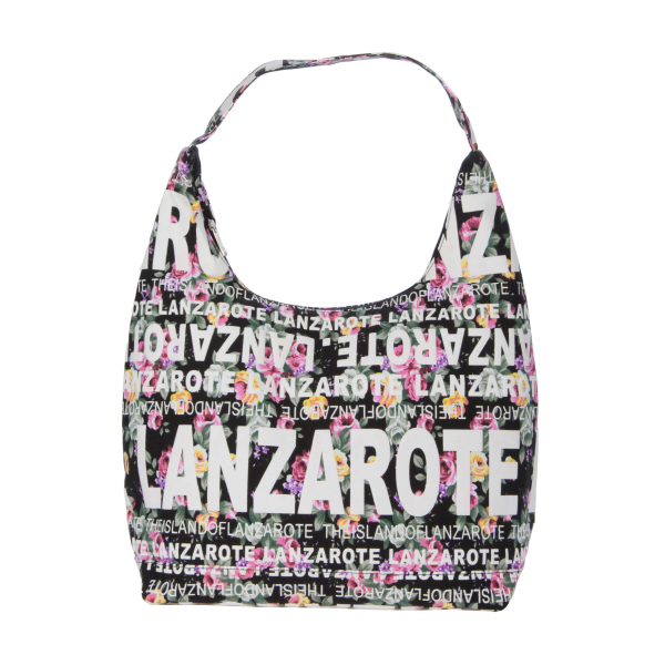 Bolso Góndola Flowers Lanzarote Negro/Blanco/Multi.