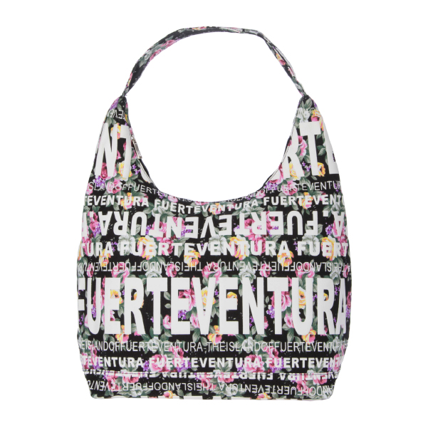 Bolso Góndola Flowers Fuerteventura Negro/Blanco/Multi.