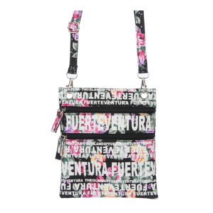 Bolso Pasaporte Flowers Fuerteventura Negro/Blanco/Multi.