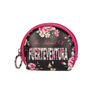 Monedero Redondo Flores Fuerteventura Negro