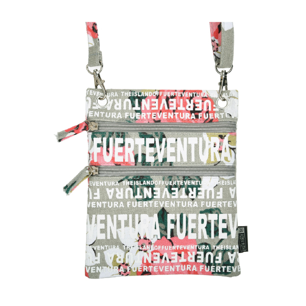 Bolso Pasaporte Flowers Fuerteventura Beige/Blanco/Multi.