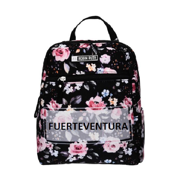 Mochila Pequeña Flowers Fuerteventura Negra