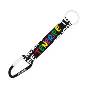 KT006-T.jpg Llavero Mosquetón Tenerife Negro/Blanco/Multi.