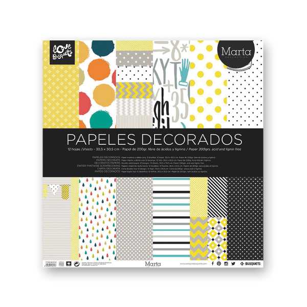 Papeles Decorados 12 Hojas 200 GR