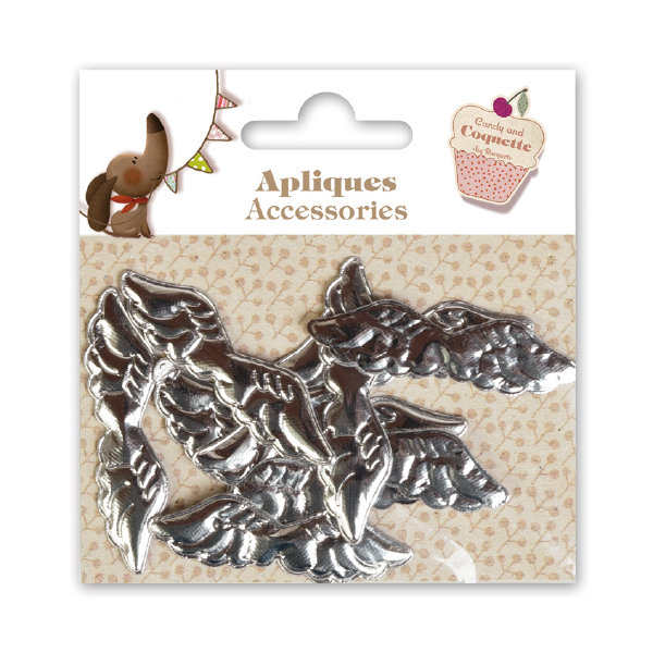 Apliques Accesorios Alas Plateadas