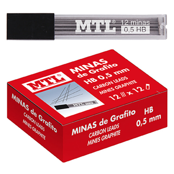 Tubo 12 Minas de Grafito 0,5 mm