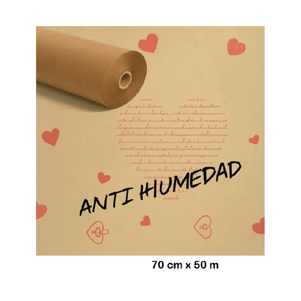 Bobina Papel Antihumedad Corazones 70 cm x 50 m