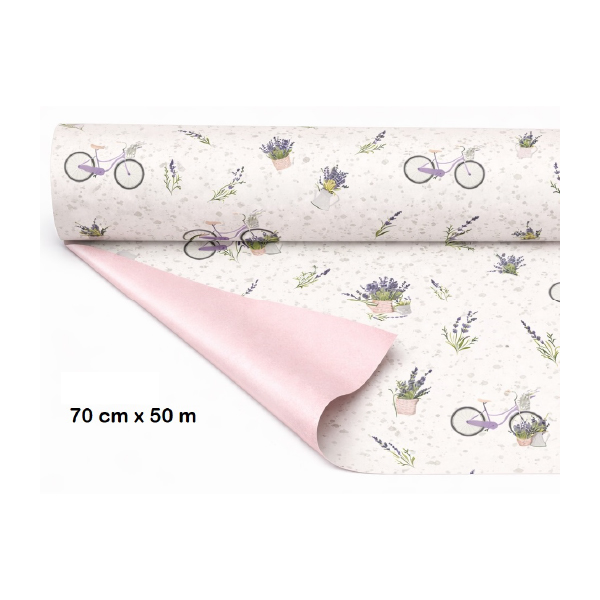Bobina Papel Antihumedad Bici Rosa 70 cm x 50 m