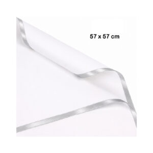 Paquete 20 Laminas Polipropileno Papel Coreano 57x57 cm Color Blanco Filo Plata
