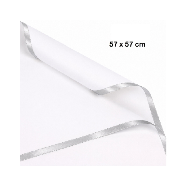 Paquete 20 Laminas Polipropileno Papel Coreano 57x57 cm Color Blanco Filo Plata